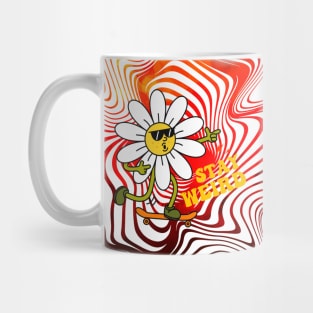 Groovy Stay Weird Psychedelic Wavy Flower on Skateboard Mug